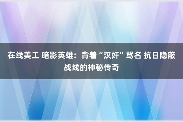 在线美工 暗影英雄：背着“汉奸”骂名 抗日隐蔽战线的神秘传奇