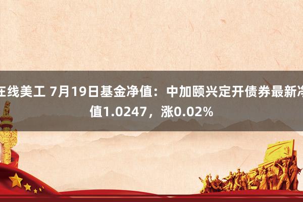 在线美工 7月19日基金净值：中加颐兴定开债券最新净值1.0247，涨0.02%